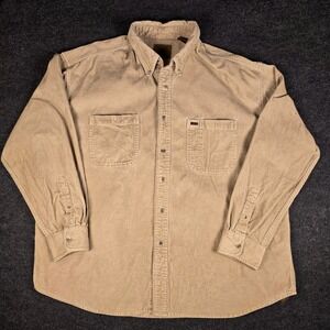 Vtg St Johns Bay Men's Tan Corduroy Shirt Oversized Heavy Overshirt Size XL